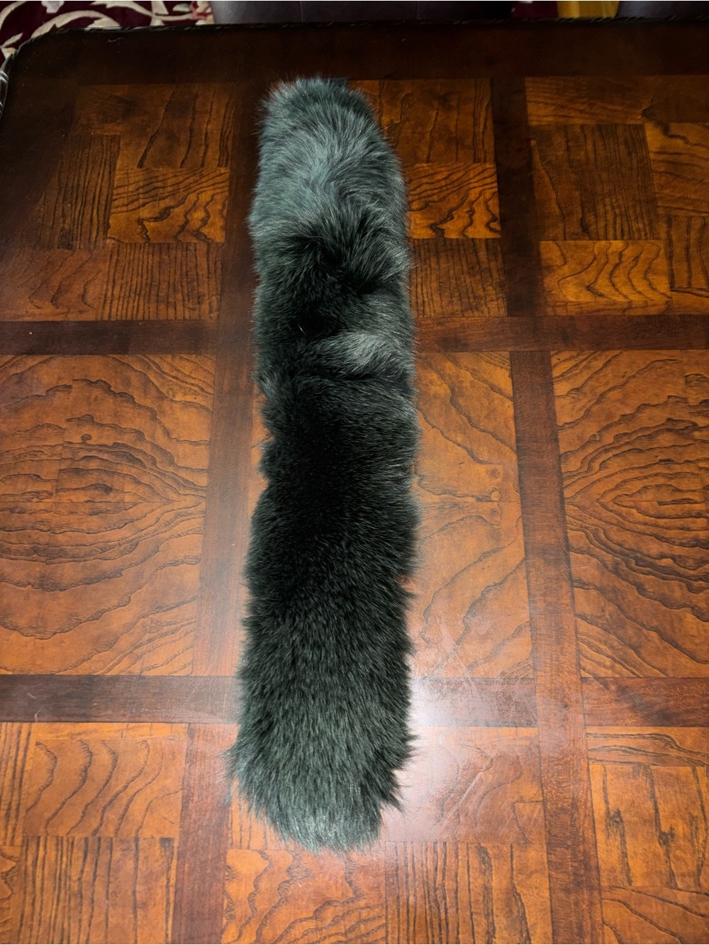 Plush Dark Green Fox Fur Accent Scarf - for jacket,coat or sweater